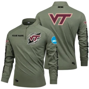 Virginia Tech Hokies Long Sleeve Shirt, Stand Collar Quarter Zip-up Custom Name HIDI220525Y49LMT05NCVT
