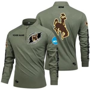 Wyoming Cowboys Long Sleeve Shirt, Stand Collar Quarter Zip-up Custom Name HIDI220525Y49LMT05NCWC