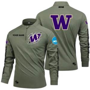 Washington Huskies Long Sleeve Shirt, Stand Collar Quarter Zip-up Custom Name HIDI220525Y49LMT05NCWH