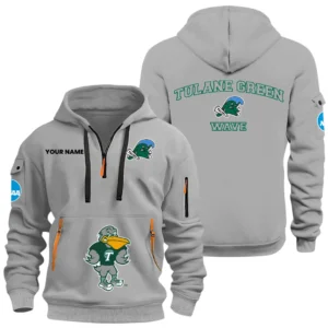 Tulane Green Wave Half Zip Hoodie Sport Hooded Multi-Pockets Custom Name HIDI030625Y25QZ2HNCTGW