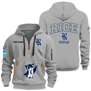Rice Owls Half Zip Hoodie Sport Hooded Multi-Pockets Custom Name HIDI040625Y25QZ2HNCRICE