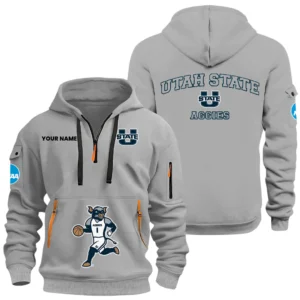 Utah State Aggies Half Zip Hoodie Sport Hooded Multi-Pockets Custom Name HIDI040625Y25QZ2HNCUTAH