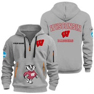 Wisconsin Badgers Half Zip Hoodie Sport Hooded Multi-Pockets Custom Name HIDI040625Y25QZ2HNCWB