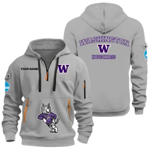 Washington Huskies Half Zip Hoodie Sport Hooded Multi-Pockets Custom Name HIDI040625Y25QZ2HNCWH