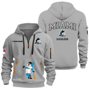 Miami Marlins Half Zip Hoodie Sport Hooded Multi-Pockets Custom Name HIDI070625Y25QZ2HMBMIA