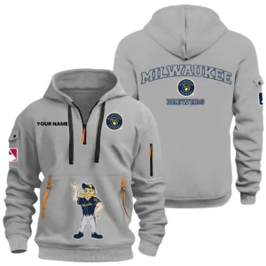 Milwaukee Brewers Half Zip Hoodie Sport Hooded Multi-Pockets Custom Name HIDI070625Y25QZ2HMBMIL
