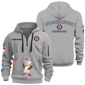 Washington Nationals Half Zip Hoodie Sport Hooded Multi-Pockets Custom Name HIDI100625Y25QZ2HMBWSH