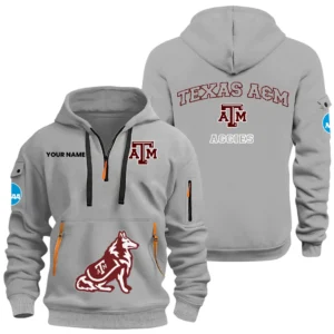 Texas A&M Aggies Half Zip Hoodie Sport Hooded Multi-Pockets Custom Name HIDI310525Y25QZ2HNCATM
