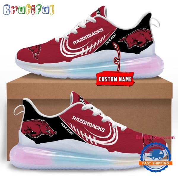 NCAA Arkansas Razorbacks Womens Rainbow Atmospheric Cushion Running Shoes Football Womens Shoes 1.jpg