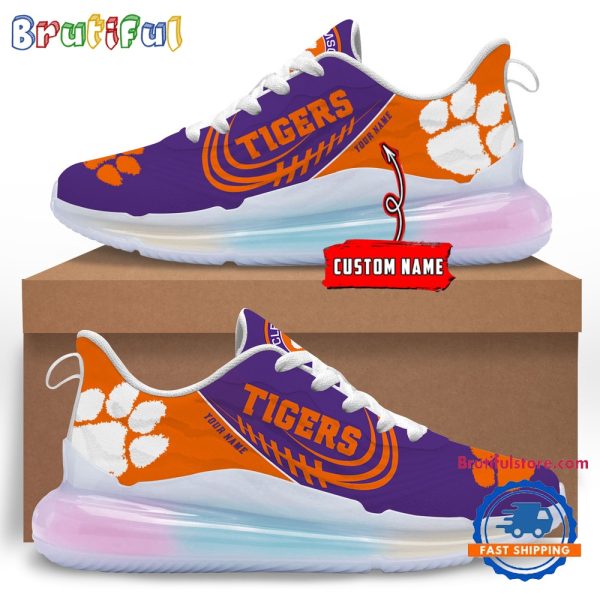 NCAA Clemson Tigers Womens Rainbow Atmospheric Cushion Running Shoes Football Womens Shoes 1.jpg