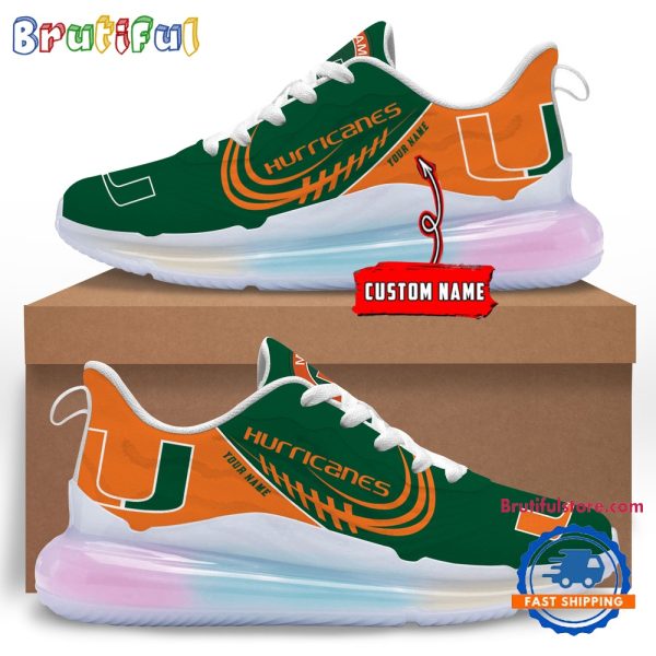 NCAA Miami Hurricanes Womens Rainbow Atmospheric Cushion Running Shoes Football Womens Shoes.jpg