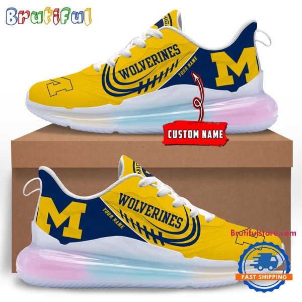NCAA Michigan Wolverines Womens Rainbow Atmospheric Cushion Running Shoes Football Womens Shoes.jpg