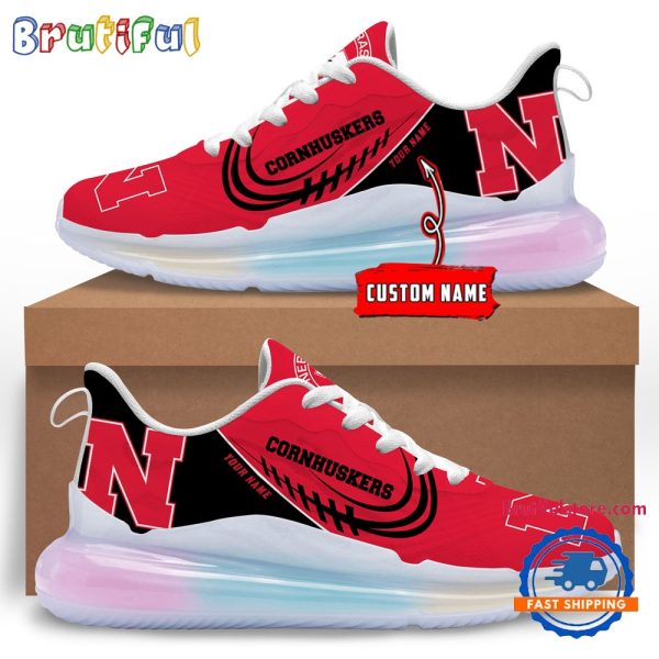 NCAA Nebraska Cornhuskers Womens Rainbow Atmospheric Cushion Running Shoes Football Womens Shoes.jpg