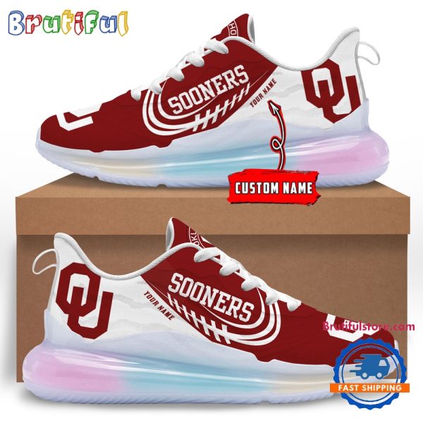 NCAA Oklahoma Sooners Womens Rainbow Atmospheric Cushion Running Shoes Football Womens Shoes.jpg