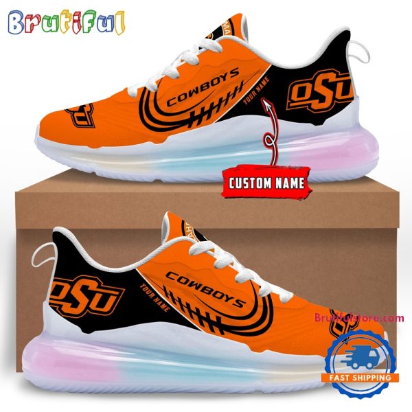 NCAA Oklahoma State Cowboys Womens Rainbow Atmospheric Cushion Running Shoes Football Womens Shoes.jpg