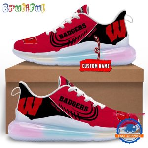 NCAA Wisconsin Badgers Womens Rainbow Atmospheric Cushion Running Shoes Football Womens Shoes.jpg