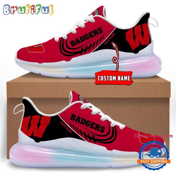 NCAA Wisconsin Badgers Womens Rainbow Atmospheric Cushion Running Shoes Football Womens Shoes.jpg