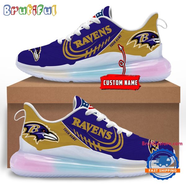 NFL Baltimore Ravens Womens Rainbow Atmospheric Cushion Running Shoes Football Womens Shoes.jpg