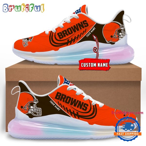 NFL Cleveland Browns Womens Rainbow Atmospheric Cushion Running Shoes Football Womens Shoes.jpg