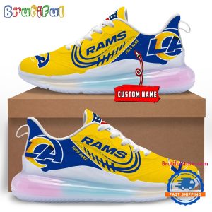 NFL Los Angeles Rams Womens Rainbow Atmospheric Cushion Running Shoes Football Womens Shoes.jpg