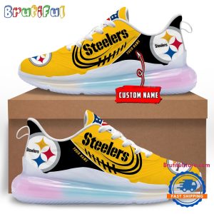NFL Pittsburgh Steelers Womens Rainbow Atmospheric Cushion Running Shoes Football Womens Shoes.jpg