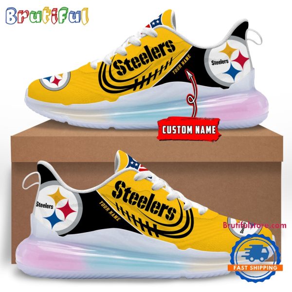 NFL Pittsburgh Steelers Womens Rainbow Atmospheric Cushion Running Shoes Football Womens Shoes.jpg
