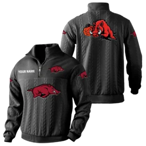 Arkansas Razorbacks Quarter-Zip Sweatshirt Stand Collar Custom Name