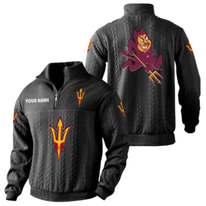 Arizona State Sun Devils Quarter-Zip Sweatshirt Stand Collar Custom Name