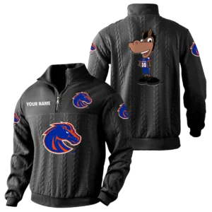 Boise State Broncos Quarter-Zip Sweatshirt Stand Collar Custom Name