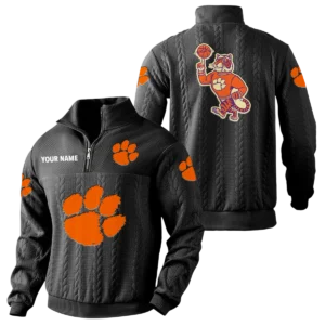 Clemson Tigers Quarter-Zip Sweatshirt Stand Collar Custom Name