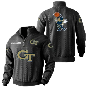 Georgia Tech Yellow Jackets Quarter-Zip Sweatshirt Stand Collar Custom Name