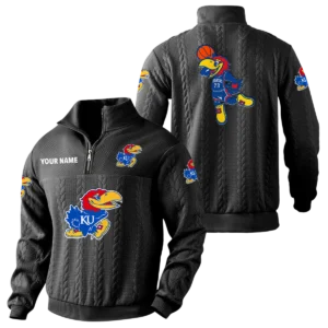 Kansas Jayhawks Quarter-Zip Sweatshirt Stand Collar Custom Name