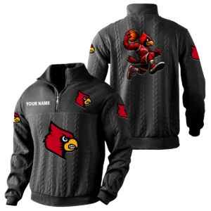 Louisville Cardinals Quarter-Zip Sweatshirt Stand Collar Custom Name