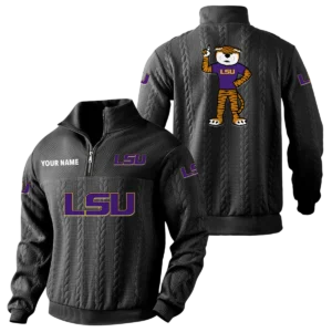 LSU Tigers Quarter-Zip Sweatshirt Stand Collar Custom Name