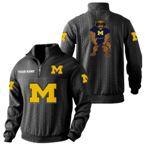 Michigan Wolverines Quarter-Zip Sweatshirt Stand Collar Custom Name