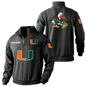 Miami Hurricanes Quarter-Zip Sweatshirt Stand Collar Custom Name