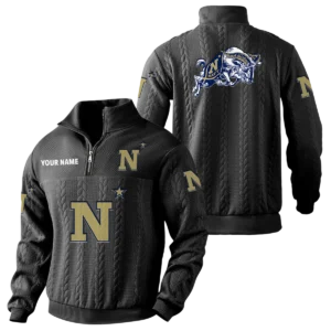 Navy Midshipmen Quarter-Zip Sweatshirt Stand Collar Custom Name