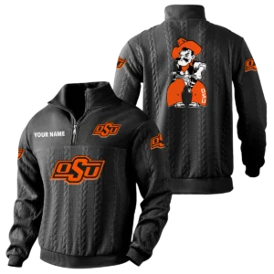 Oklahoma State Cowboys Quarter-Zip Sweatshirt Stand Collar Custom Name