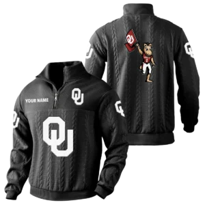 Oklahoma Sooners Quarter-Zip Sweatshirt Stand Collar Custom Name