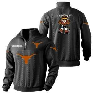 Texas Longhorns Quarter-Zip Sweatshirt Stand Collar Custom Name
