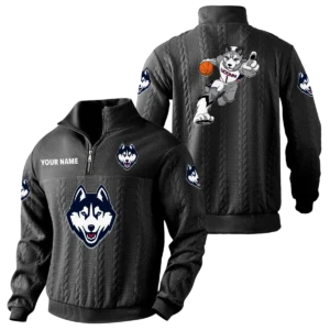 UConn Huskies Quarter-Zip Sweatshirt Stand Collar Custom Name