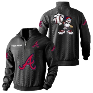 Atlanta Braves Quarter-Zip Sweatshirt Stand Collar Custom Name