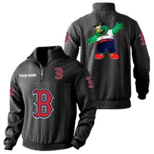 Boston Red Sox Quarter-Zip Sweatshirt Stand Collar Custom Name