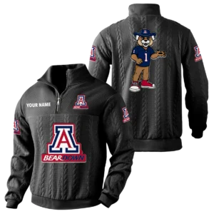 Bear Down Arizona Quarter-Zip Sweatshirt Stand Collar Custom Name