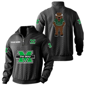 Marshall Thundering Herd Quarter-Zip Sweatshirt Stand Collar Custom Name