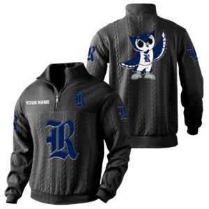 Rice Owls Quarter-Zip Sweatshirt Stand Collar Custom Name