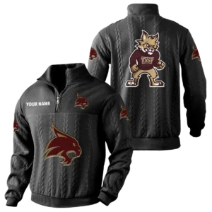 Texas State Bobcats Quarter-Zip Sweatshirt Stand Collar Custom Name