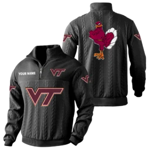 Virginia Tech Hokies Quarter-Zip Sweatshirt Stand Collar Custom Name