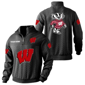 Wisconsin Badgers Quarter-Zip Sweatshirt Stand Collar Custom Name