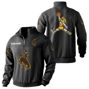 Wyoming Cowboys Quarter-Zip Sweatshirt Stand Collar Custom Name